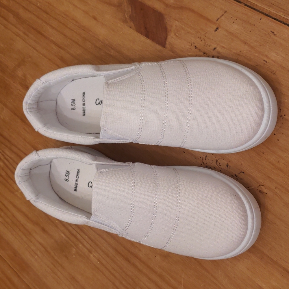 Women's White Comfort Ease Slip-On Canvas Shoes, Size 8.5 M